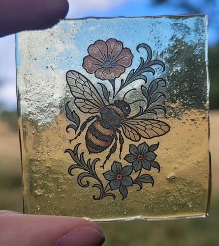 Stained glass bee - glass, fired