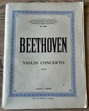BEETHOVEN VIOLIN CONCERTO VIOLIN & PIANO SHEET MUSIC BOOK +SOLO (1937) SAURET