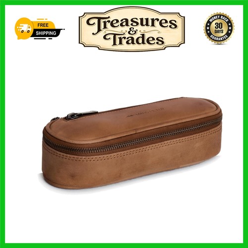 Vintage leather pencil case - leather,