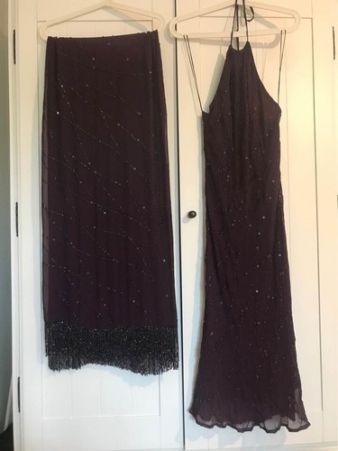 Beaded purple burgundy - , silk