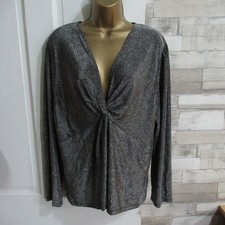 PEACOCKS ● size 20 ● black silver drape sparkly Xmas party blouse top ladies