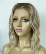 Short Ombre Blonde 100% Human Hair Lace Front Wig Small Cap