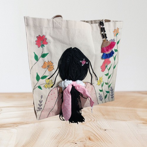 Handmade canvas tote bag - handmade,