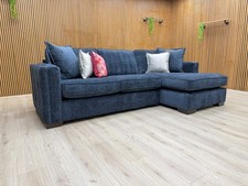 'Chelsea' Corner Sofa Blue Chenille Fabric Large Right Hand Facing Open End NEW