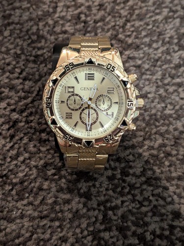 Mens geneva gold plated watch - mens,