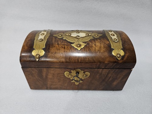 Antique walnut domed tea caddy - antique,
