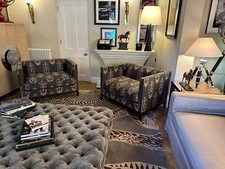 Christian Liaigre oversized armchair  1.5 seater sofa settee Silk fabric 1 of 2