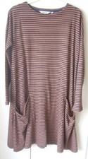 SEASALT MILLPOOL DRESS 3/4 SLEEVES - STRIPES - POCKETS - 100% COTTON - SIZE 8