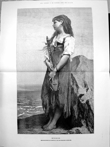Old mignon girl banjo picture - old,