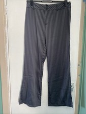 Grey Pinstripe Trousers Size 12 Tall