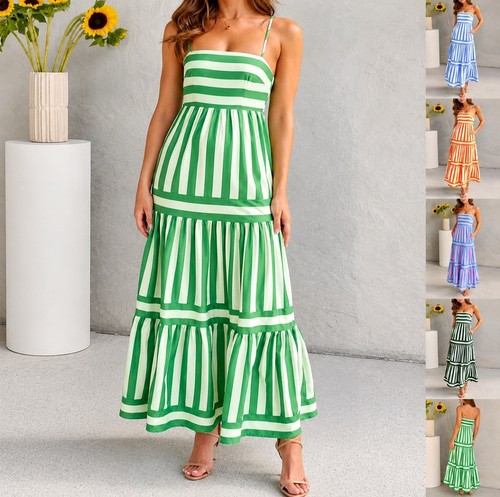 Women striped maxi dress - women's,