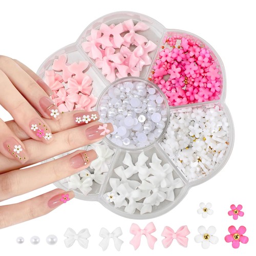 Flower bow manicure - bow,