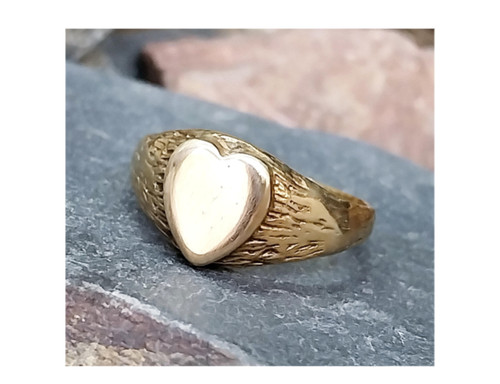 Vintage 9ct gold heart signet - 9ct,