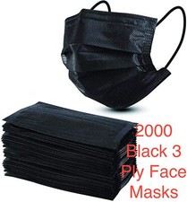 2000 x Black Disposable Face