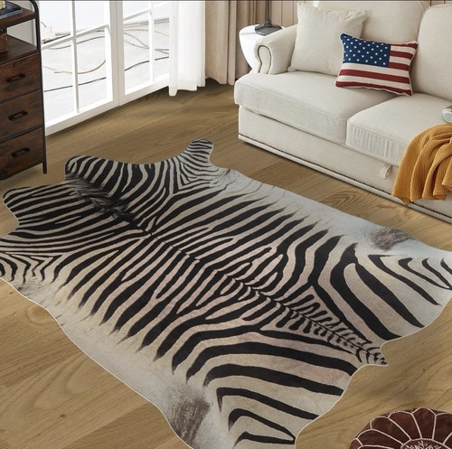 Zebra area rug faux skin - faux,