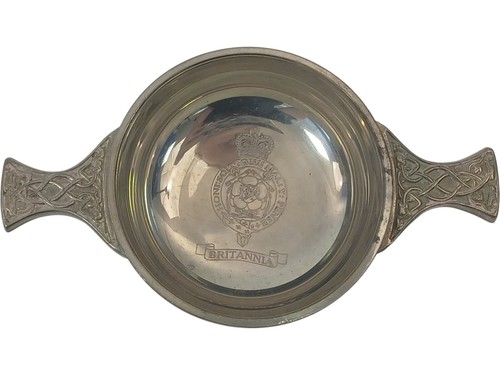 Britannia engraved quaich - engraved,