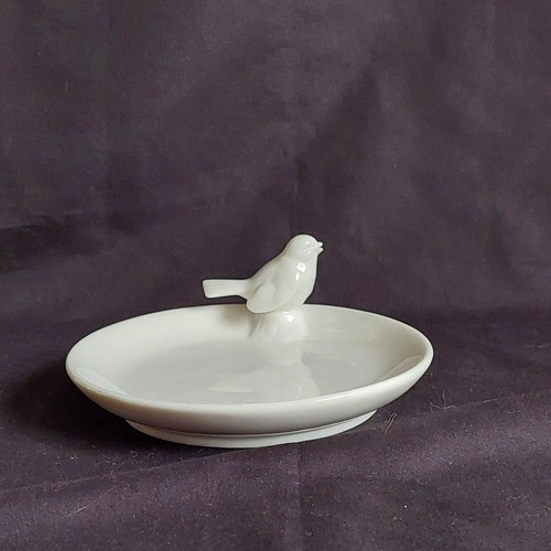 Bird trinket dish - bird, white