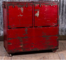 Industrial Metal Locker Vintage Red Storage Unit