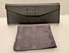 Jaeger Foldable Black Hard Eyewear Case Magnetic Faux Leather with Original Clot