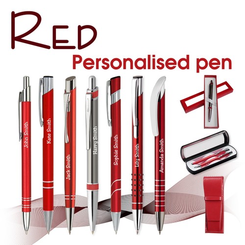 Personalised metal pen red - personalised,