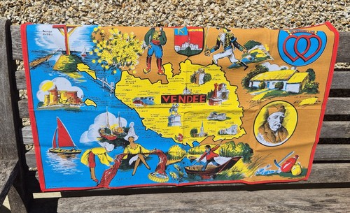 Vendee map vintage tea - vintage, towel