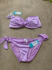 SEAFOLLY STOLLY SHINE BIKINI SIZE 12 LILAC BANDEAU TOP (ORIG £90)