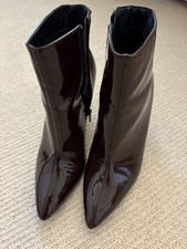 Womens Burgundy Patent Boots Size 5.5 M&S Collection