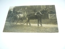 Gladys & Dora Cautley in B Holmes pony & trap at Elstronwick Hall RPPC Postcard