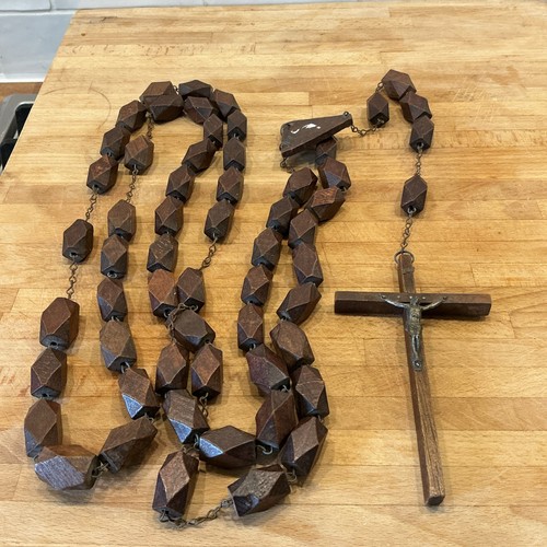 Wooden rosary necklace - wooden,