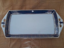 Vintage, Wood Ware "Powder Blue" fish scale, serving plate.