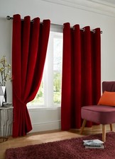 Luxury Thick Velvet Lined Eyelet Ring Top Plain Thermal Blackout Curtains Pair
