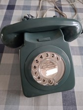 Vintage 1970s  GPO  Dial Telephone Green  working.   with phone line plug . Prop