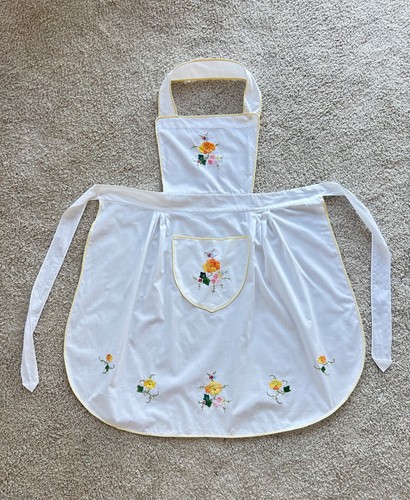Vintage cotton bib apron white - vintage,
