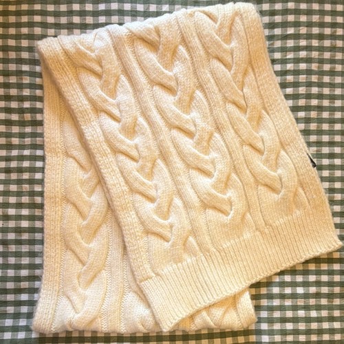 New cream cable knit scarf - cream,
