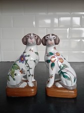 Beautiful Pair Of Wong Lee Floral Mantle Dogs 20cm High