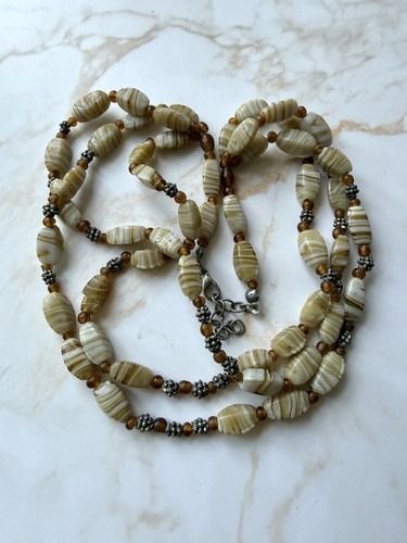 Vintage agate glass necklace - vintage,