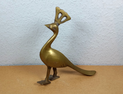 Vintage brass peacock figurine - peacock,