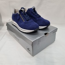 GABOR Ladies Nulon Blue Suede/Silver Trainers Lace-up Zip Detail Size 3H