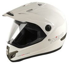 Nitro MX-630 MX Motocross Helmet Motorbike Plain W/ Outer Visor White XS S XL