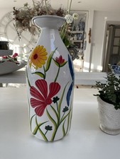 Large White Enamel Bottle Vase