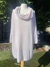 Poetry Cowl Neck Jumper Pullover 100% Linen Knit Sz 14 Lagenlook Oversized