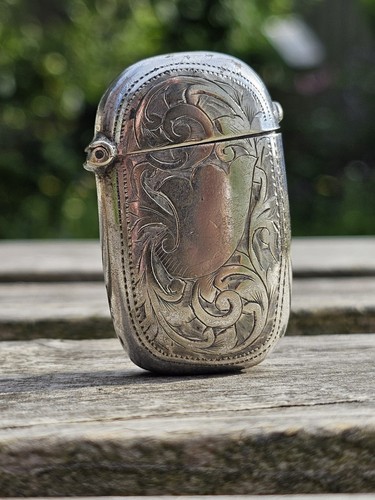 Antique silver plated vesta - antique,