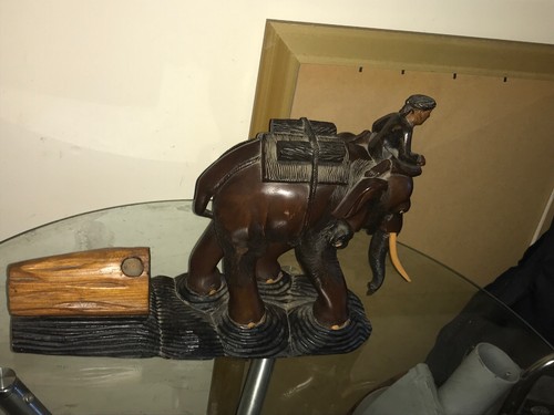 Big wooden curved elephant - big,