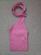 Brand New Pink Zara One Shoulder Neck Detail Top Size Small, Ribbed. Party.
