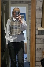 Zara White And Trtan Shirt Blouse Top . Size S.