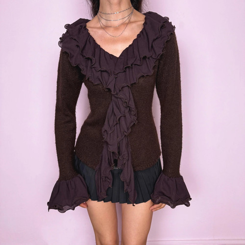 Vintage y2k brown cardigan - vintage,