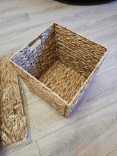 M4DECOR 12 x 12in Water Hyacinth Storage Baskets,  Wicker Storage Baskets 