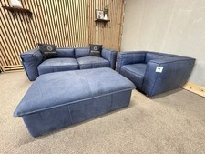 Timothy Oulton Scruffy 3 Seater Sofa Armchair & Ottoman Bed, Blue RRP £11,000