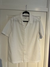 M&S Mens White Seersucker Short Sleeved Shirt Large New