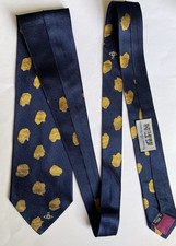 Men’s Vintage Vivienne Westwood Silk Neck Tie Navy Blue/Gold Made In Italy